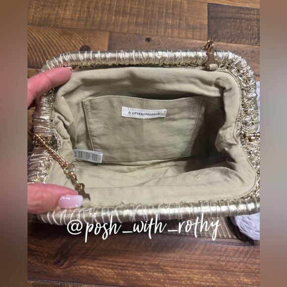 Anthropologie Metallic Crochet Clutch, NWT - Picture 4 of 8